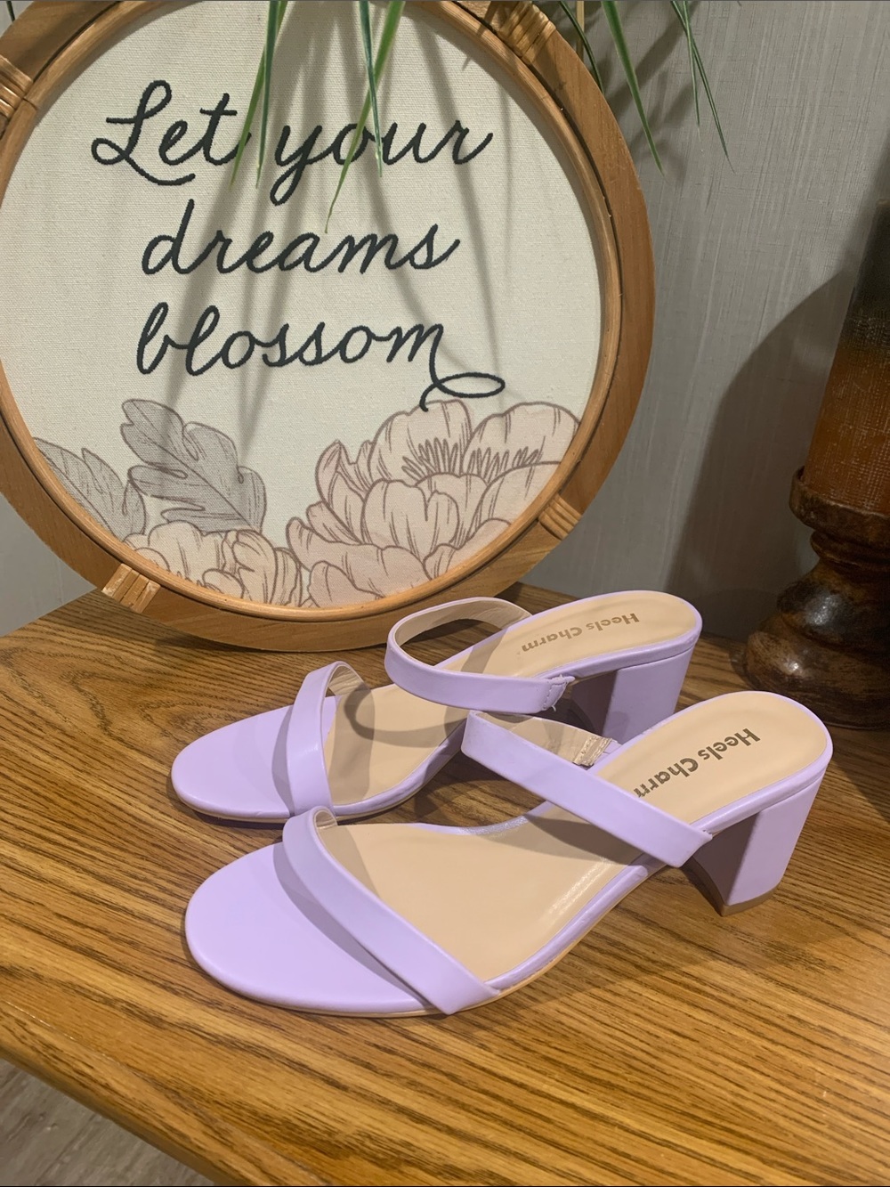 Lilac Strappy Block Heel Sandals - Women